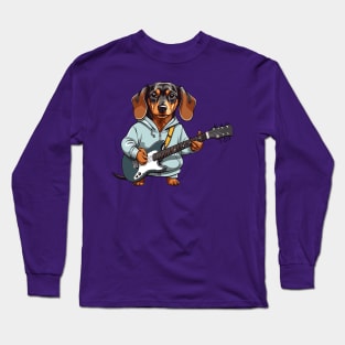 Dachshund Playing Guitar Long Sleeve T-Shirt